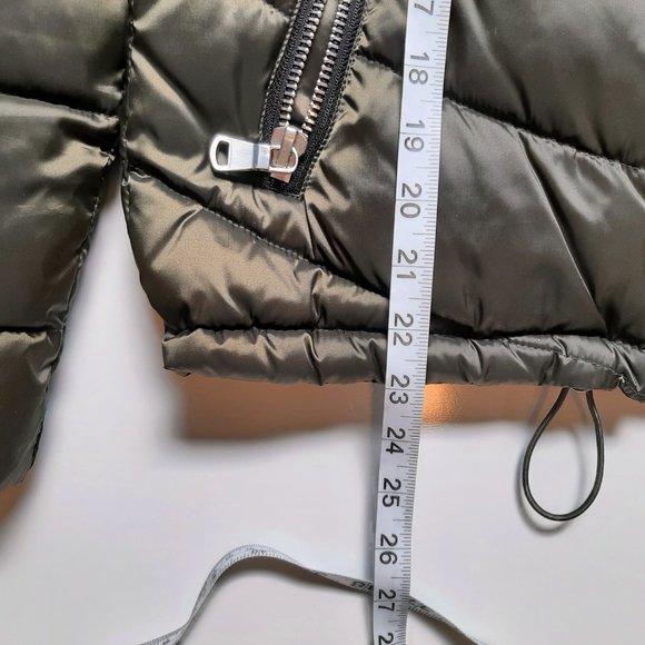 Sage Collective Army Green Cropped Puffer Jacket XS - Picture 9 of 9